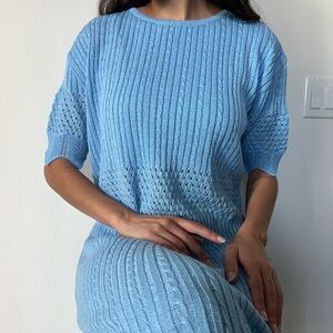 Blue Knit Maxi Dress